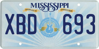 MS license plate XBD693