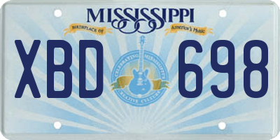 MS license plate XBD698