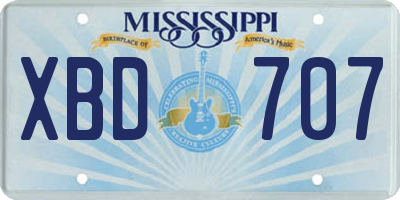 MS license plate XBD707