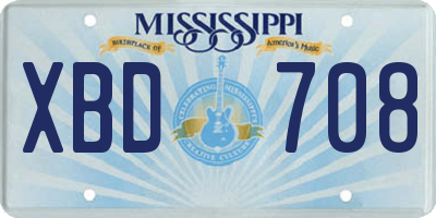 MS license plate XBD708