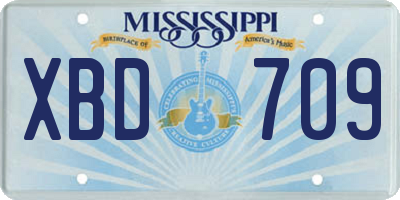 MS license plate XBD709