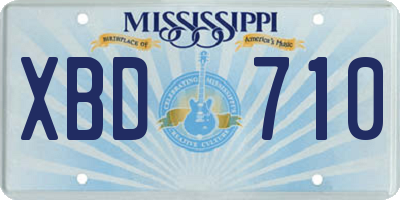 MS license plate XBD710