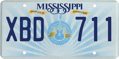 MS license plate XBD711