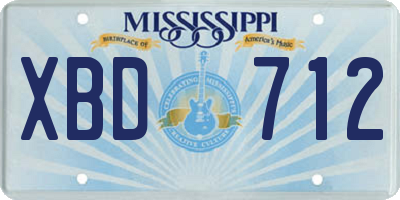 MS license plate XBD712