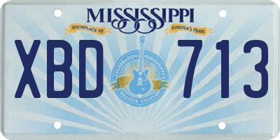 MS license plate XBD713