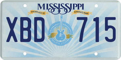 MS license plate XBD715