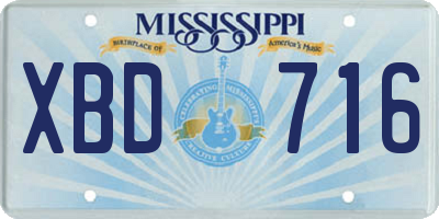 MS license plate XBD716