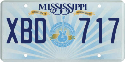 MS license plate XBD717