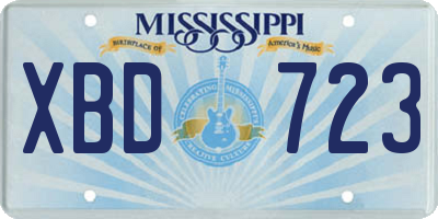 MS license plate XBD723