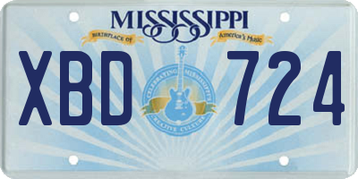 MS license plate XBD724