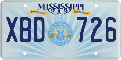 MS license plate XBD726