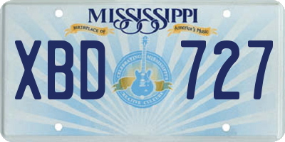 MS license plate XBD727