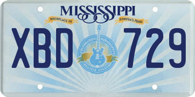 MS license plate XBD729