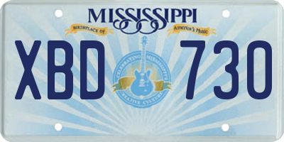MS license plate XBD730