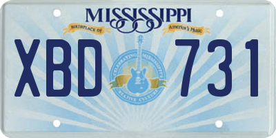 MS license plate XBD731