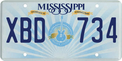 MS license plate XBD734