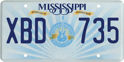 MS license plate XBD735
