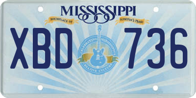 MS license plate XBD736