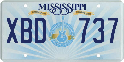 MS license plate XBD737