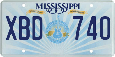 MS license plate XBD740