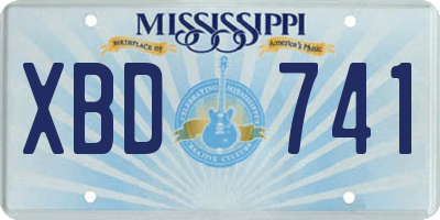 MS license plate XBD741