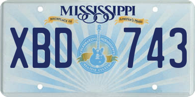 MS license plate XBD743
