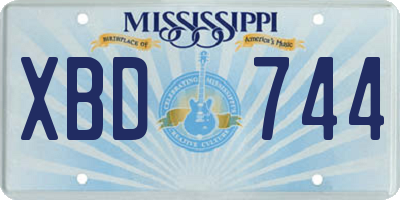 MS license plate XBD744