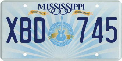 MS license plate XBD745