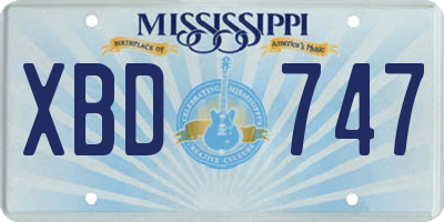 MS license plate XBD747