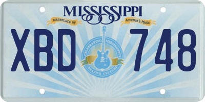 MS license plate XBD748