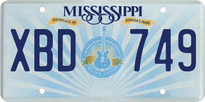 MS license plate XBD749