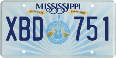 MS license plate XBD751