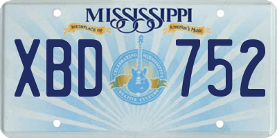 MS license plate XBD752