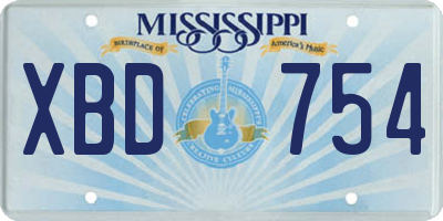 MS license plate XBD754
