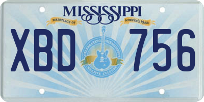 MS license plate XBD756