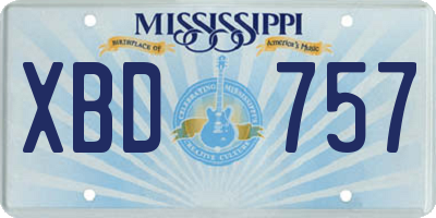 MS license plate XBD757