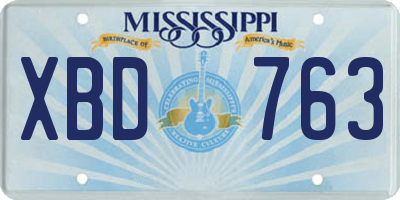 MS license plate XBD763