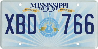 MS license plate XBD766