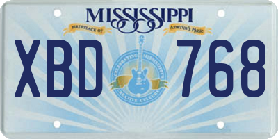 MS license plate XBD768