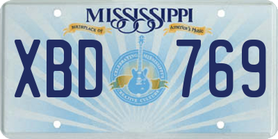 MS license plate XBD769