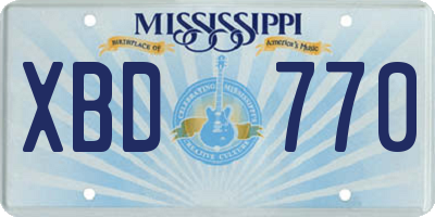 MS license plate XBD770