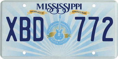 MS license plate XBD772