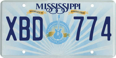MS license plate XBD774