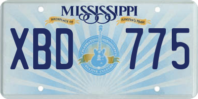 MS license plate XBD775