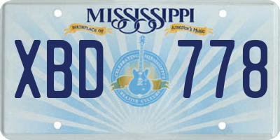 MS license plate XBD778