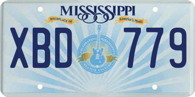 MS license plate XBD779