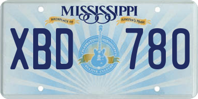MS license plate XBD780