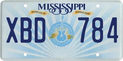 MS license plate XBD784