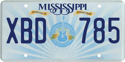 MS license plate XBD785