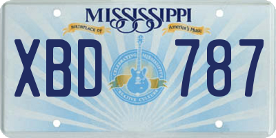 MS license plate XBD787